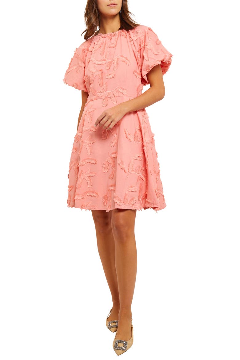 Puff Sleeve Minidress, Main, color, OCEAN CORAL