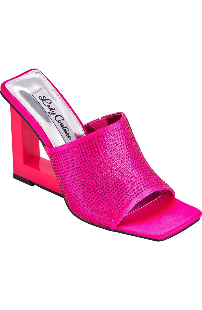 LADY COUTURE Rhinestone Wedge Slide Sandal, Main, color, Fuchsia