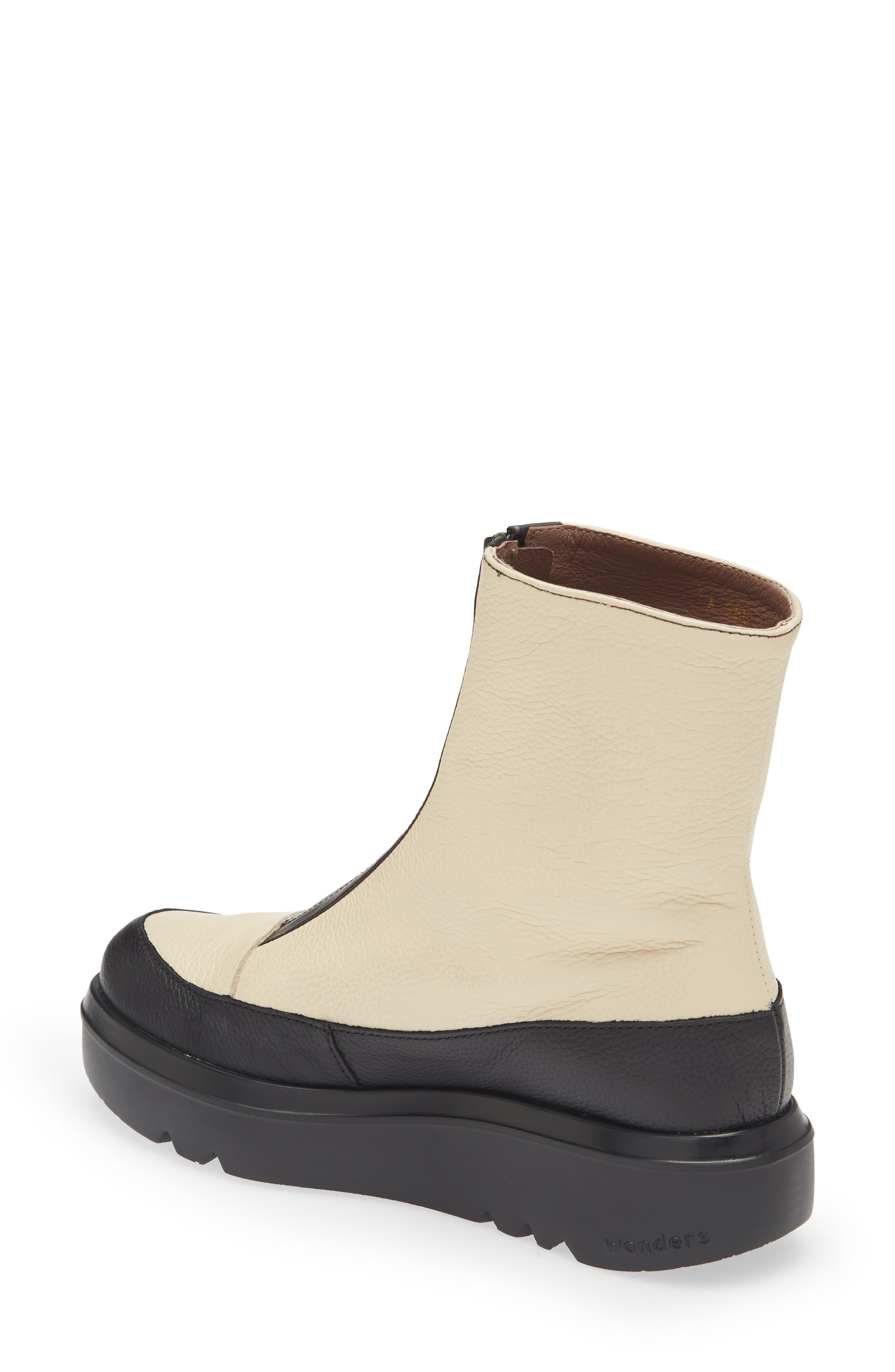 Wonders Front Zip Bootie, Alternate, color, Black Cream
