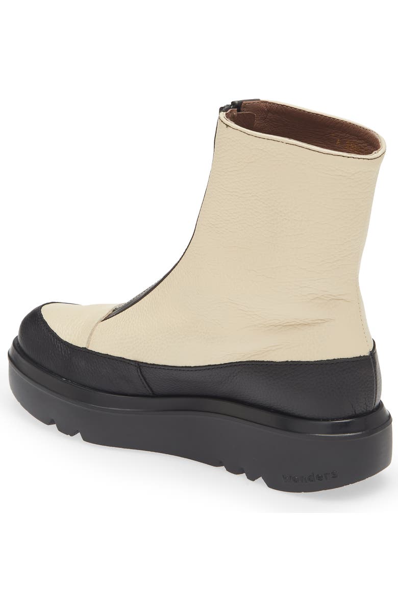 Wonders Front Zip Bootie, Alternate, color, Black Cream