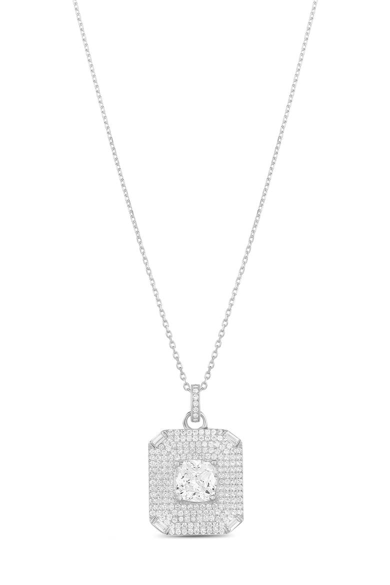 Cubic Zirconia Medallion Pendant Necklace, Main, color, SILVER