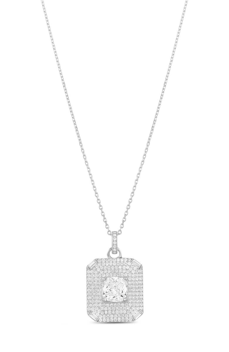 SHYMI Cubic Zirconia Medallion Pendant Necklace, Main, color, Silver