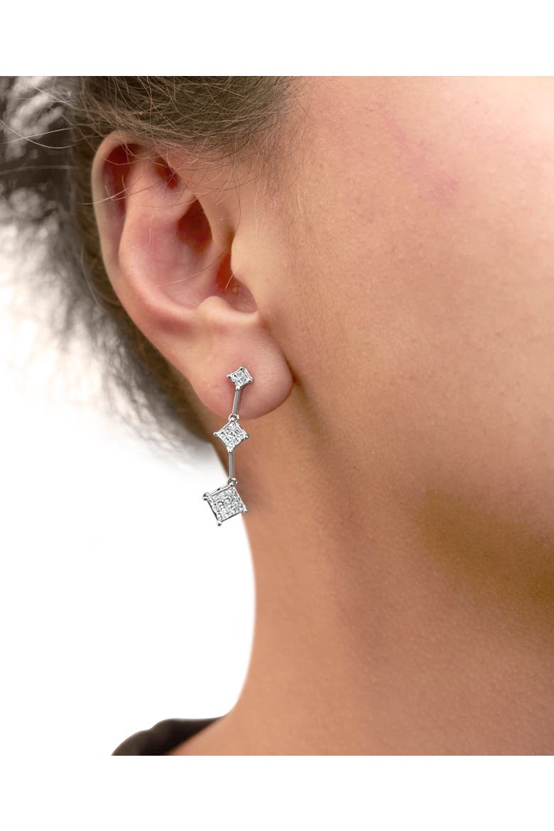14K White Gold 1 cttw Princess Cut Diamond Earrings, Alternate, color, White