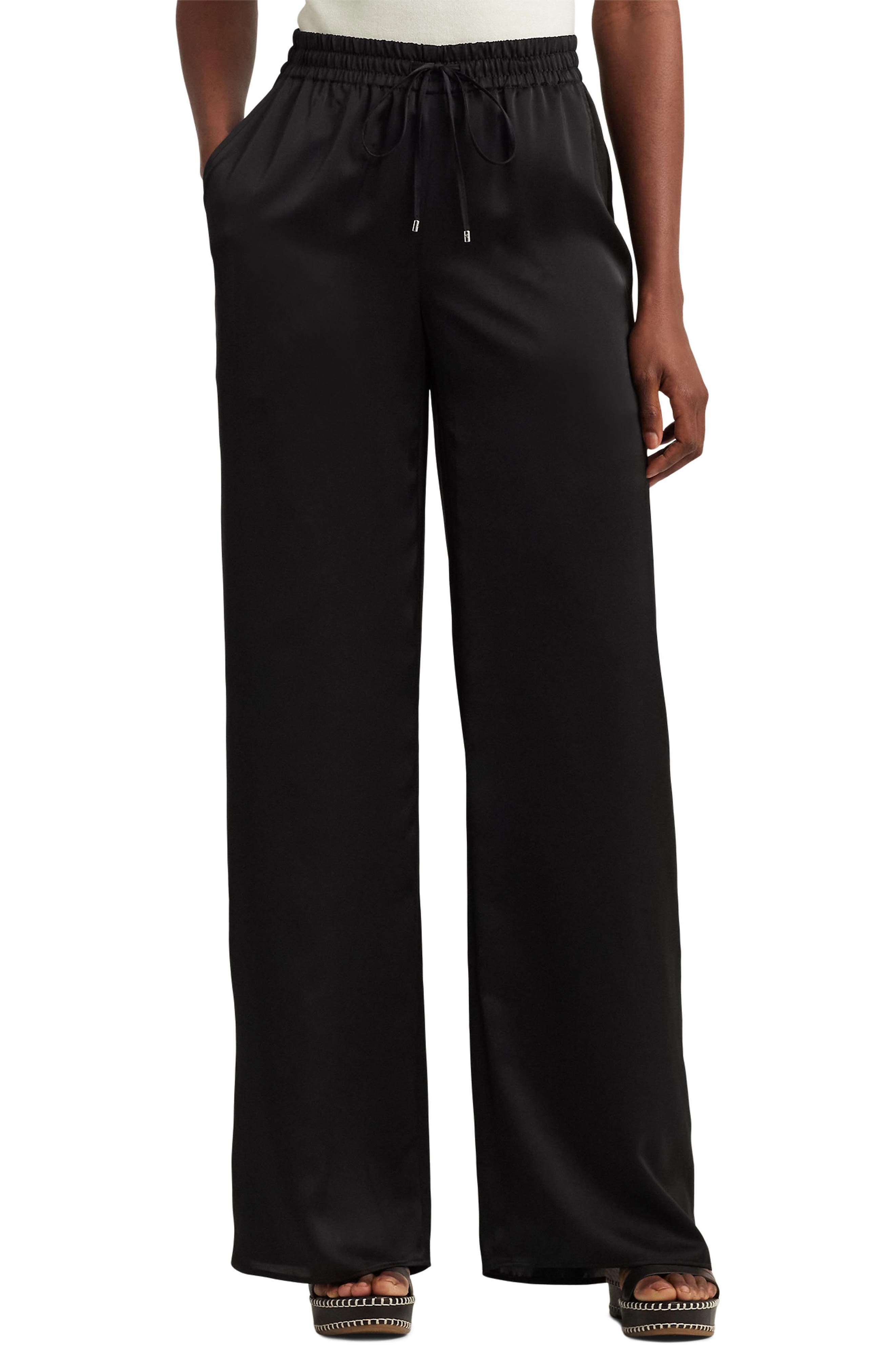 Lauren Ralph Lauren Satin Charmeuse Wide Leg Pants