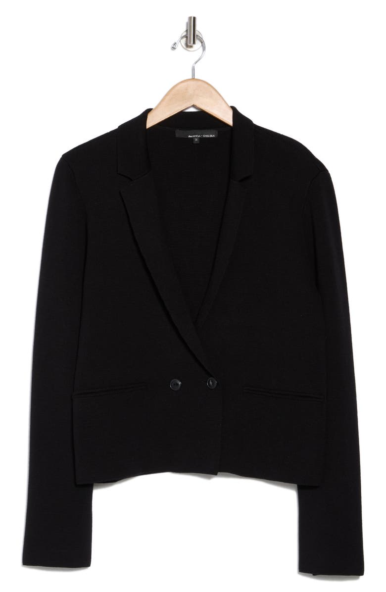 Amanda & Chelsea Double Breasted Sweater Jacket, Alternate, color, Black