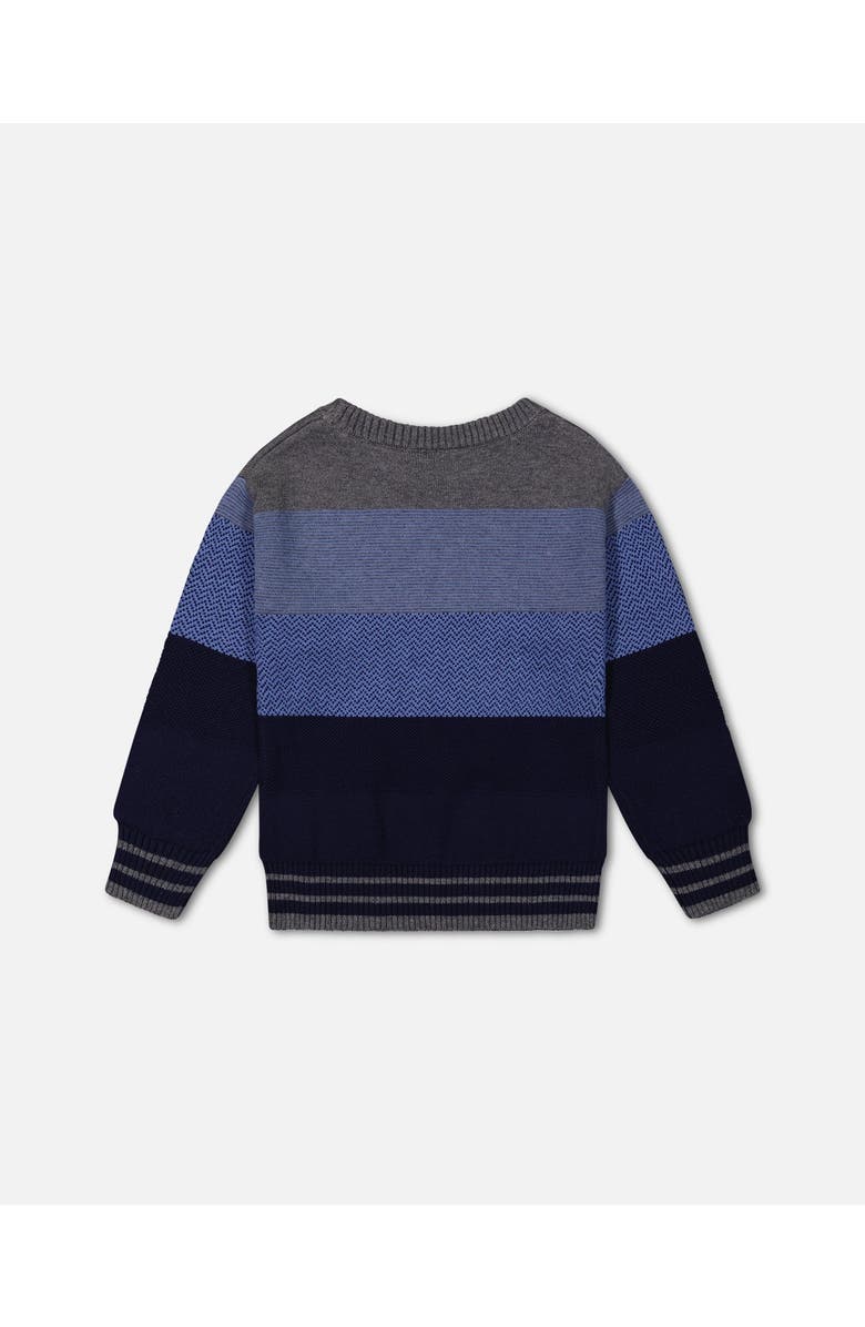 Deux par Deux Boy's Colorblock Sweater Blue Gradient, Alternate, color, 