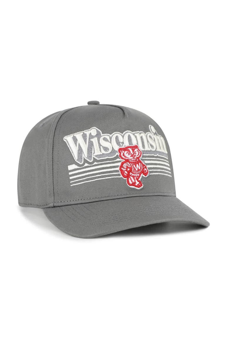 Men's '47  Gray Wisconsin Badgers Script Fade Hitch Adjustable Hat, Alternate, color, Gray