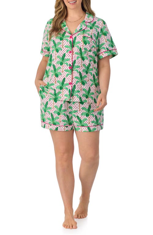 Shop Bedhead Pajamas Print Stretch Organic Cotton Jersey Short Pajamas In Palm Point
