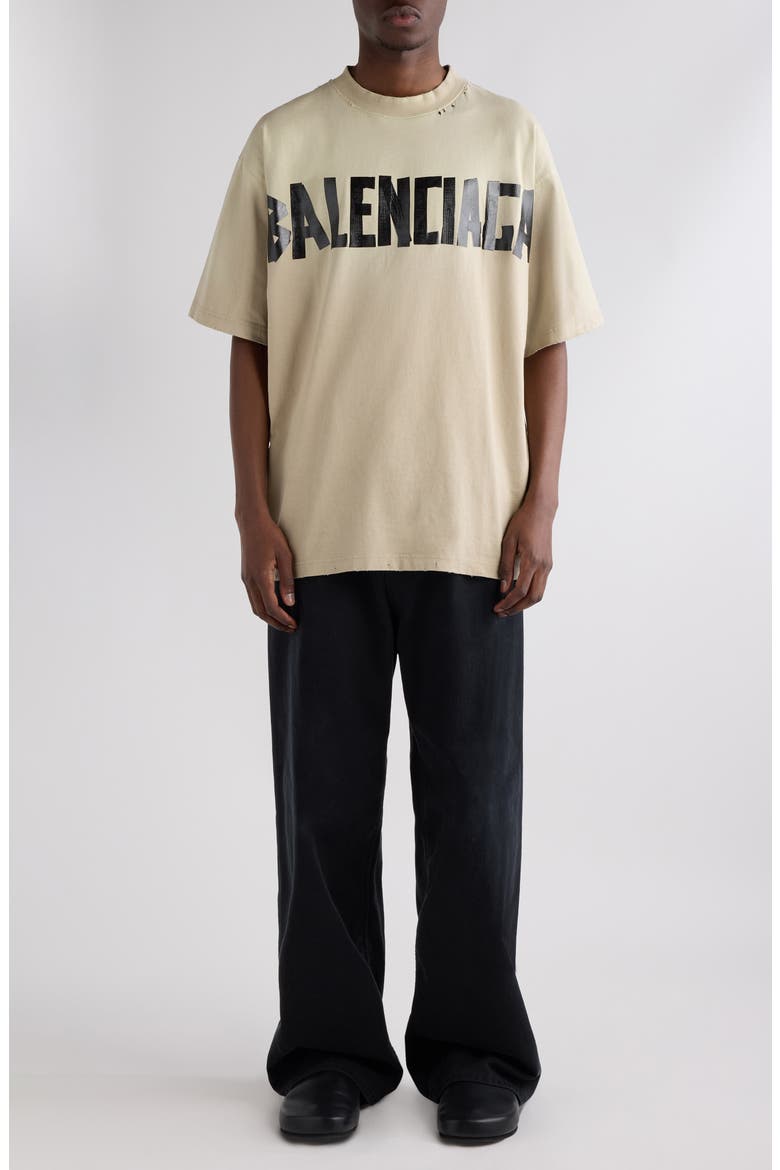 Medium Fit Tape Type Logo Graphic T-Shirt, Main, color, BEIGE