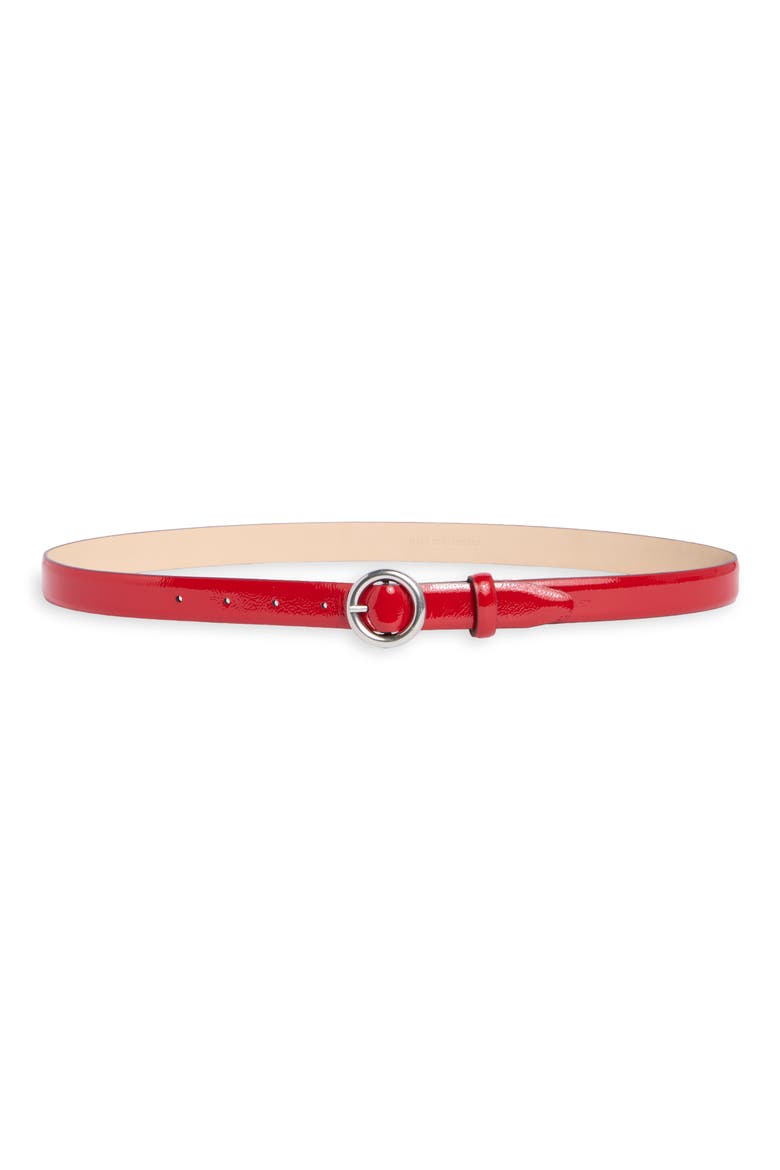 Mia Patent Skinny Leather Belt, Main, color, LAVA PATENT