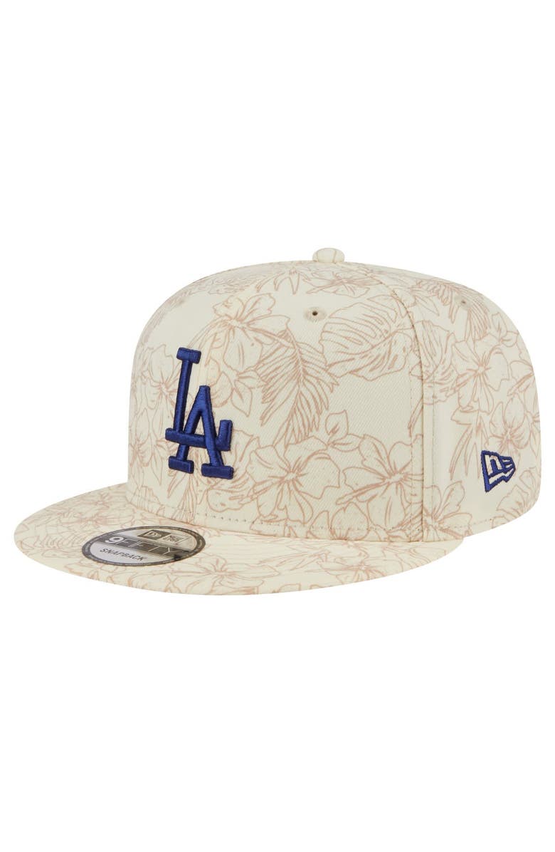 New Era Men's New Era Cream Los Angeles Dodgers Spring Training Leaf 9FIFTY Snapback Hat, Main, color,