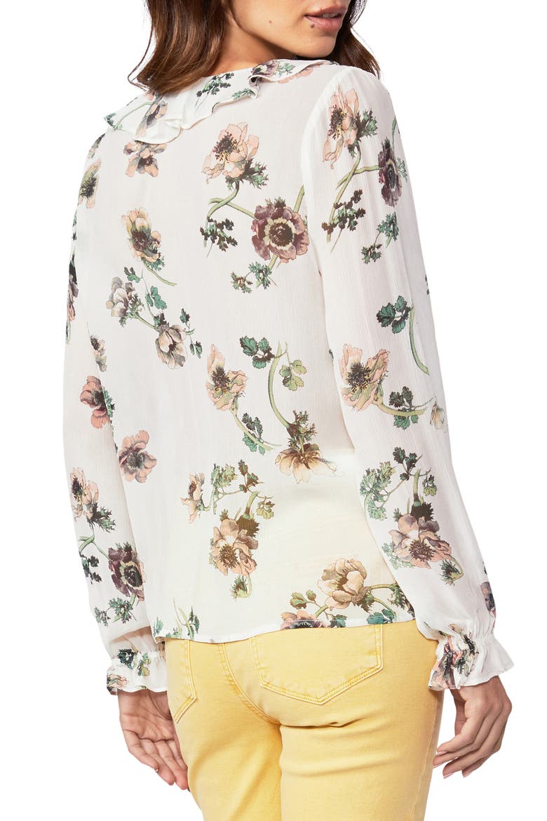 Karin Floral Print Sheer Silk Blouse, Alternate, color, WHITE MULTI
