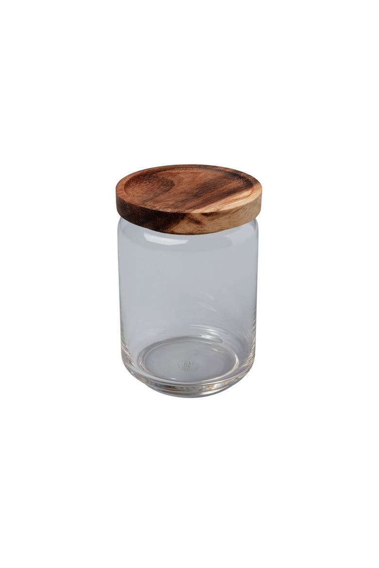 Glass Container with Acacia Lid, Main, color, Clear
