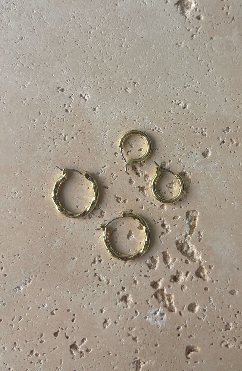 Adornia Set of 2 Hoop Earrings, Alternate, color, Gold