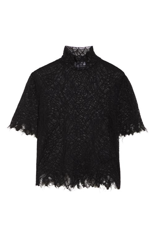 Alexander Mcqueen Black Knitted Cobweb Lace Top In Black
