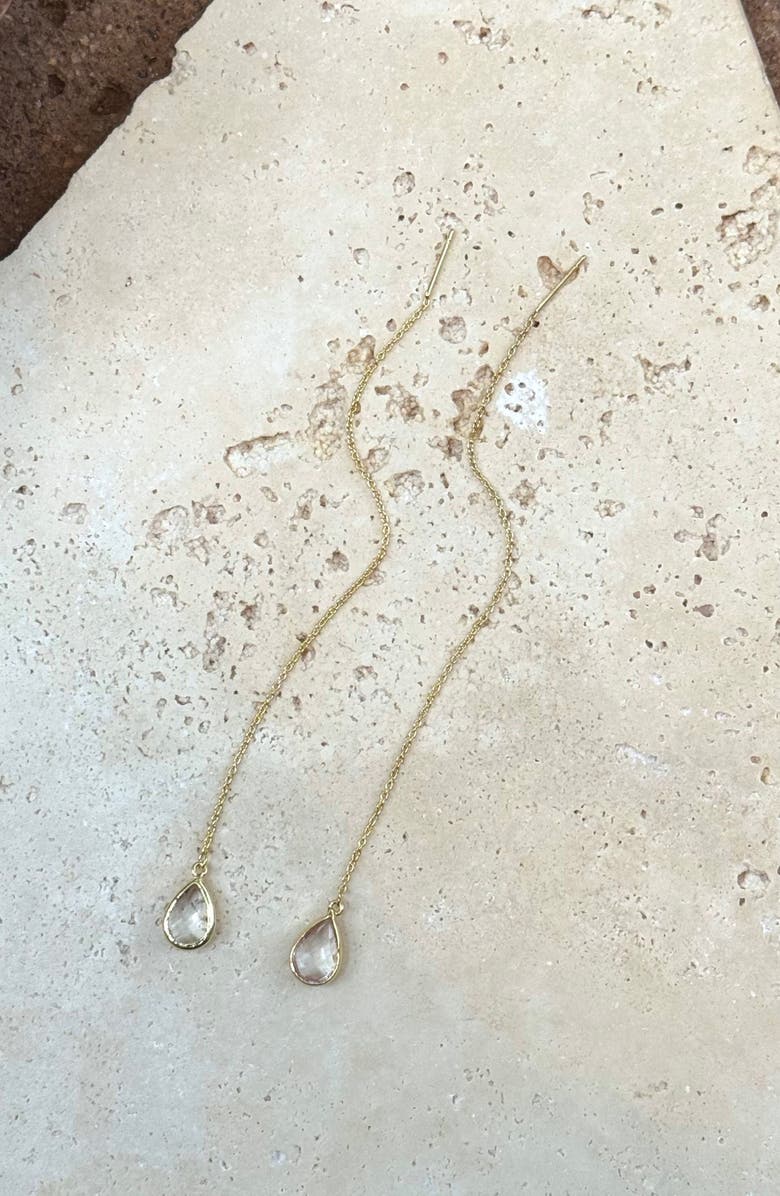 Adornia Crystal Teardrop Threader Earrings, Alternate, color, Gold