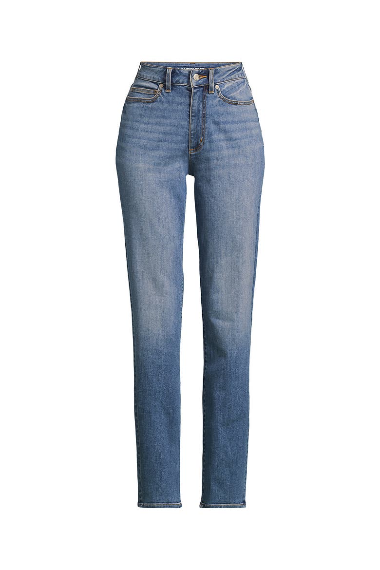 Denim High Rise Straight Curvy Jeans, Alternate, color, Medium Ocean Blue Wash