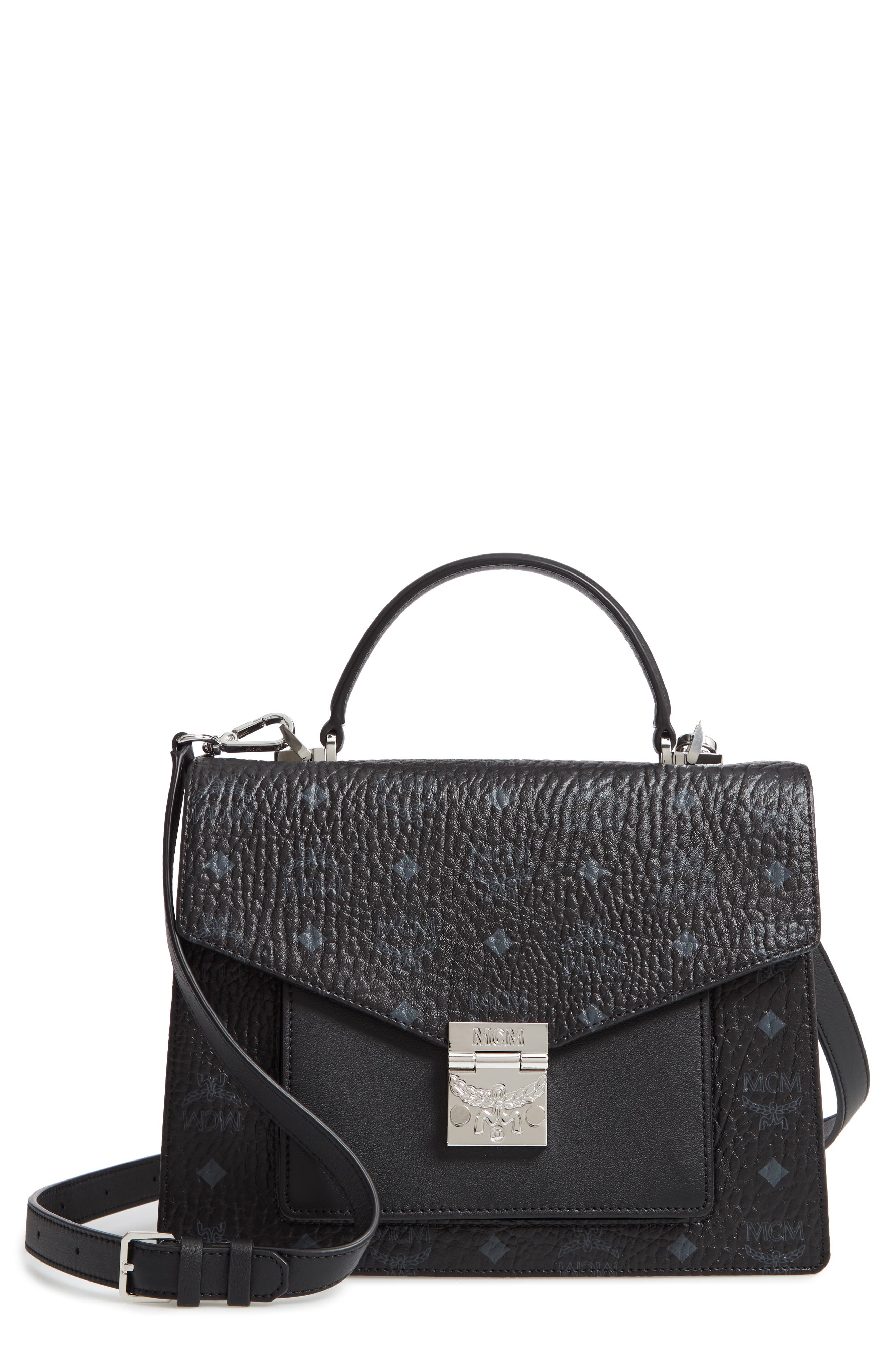 MCM Medium Patricia Visetos Coated Canvas Satchel, Main, color, 