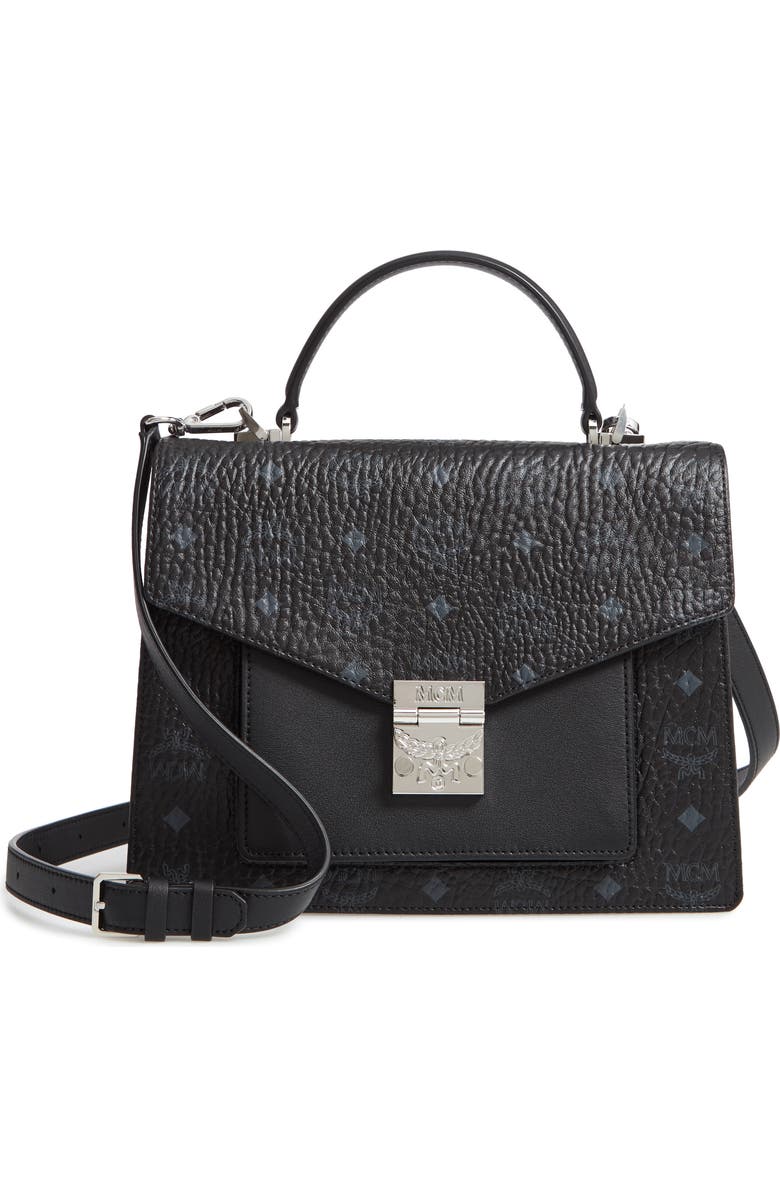 MCM Medium Patricia Visetos Coated Canvas Satchel, Main, color,