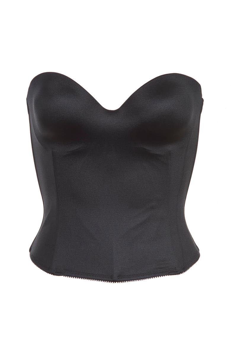 Dominique Intimates Ariel Low Back Hidden Underwire Convertible Strapless Longline Bra, Alternate, color, Black