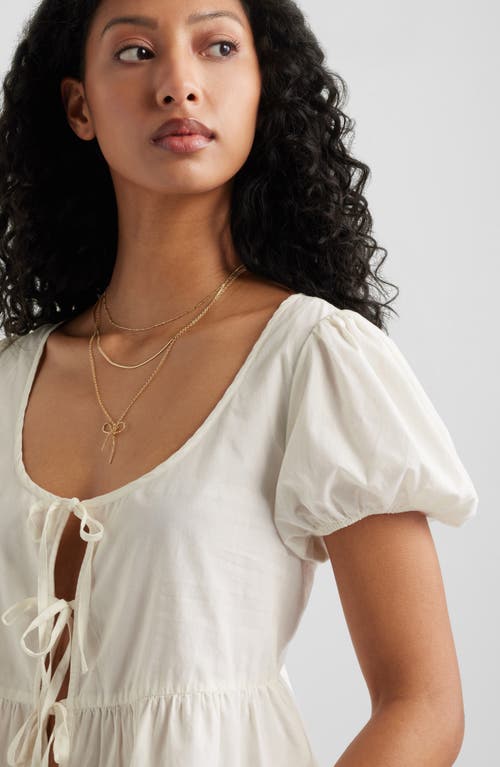 Shop Bp. Tie Front Cotton Poplin Top In White Blanc