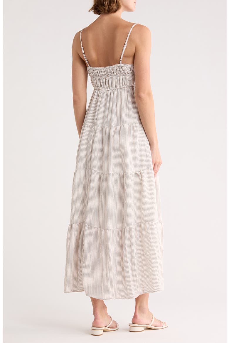 Stripe Tiered Midi Sundress, Alternate, color, MOCHA