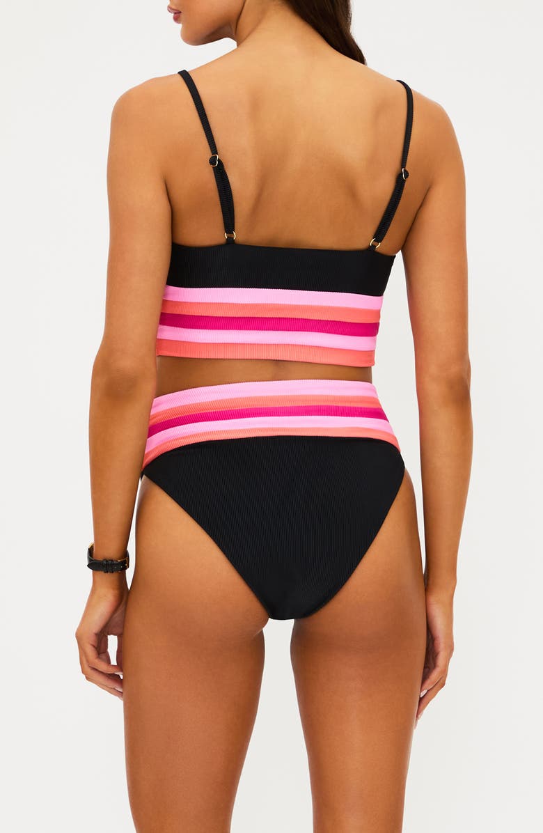 Beach Riot Millie Colorblock High Waist Bikini Bottoms, Alternate, color, Ruby Colorblock