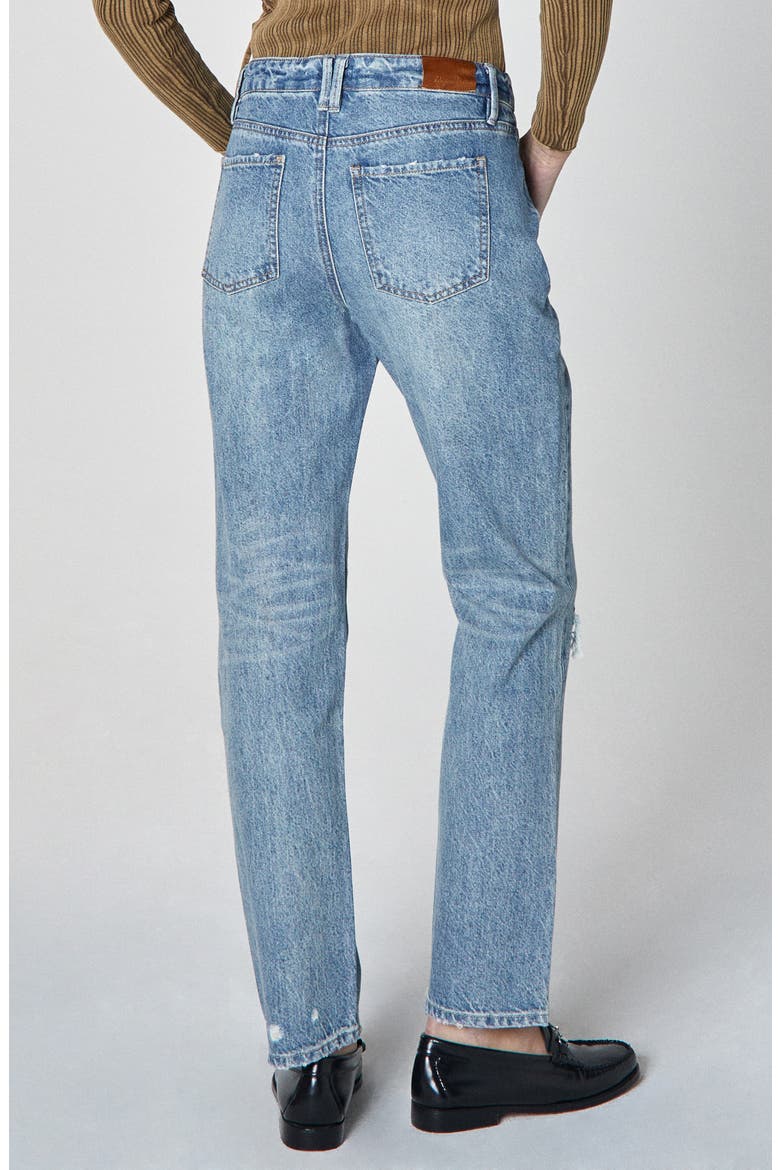 Willa Ripped High Waist Straight Leg Jeans, Alternate, color, MEDIUM BLUE