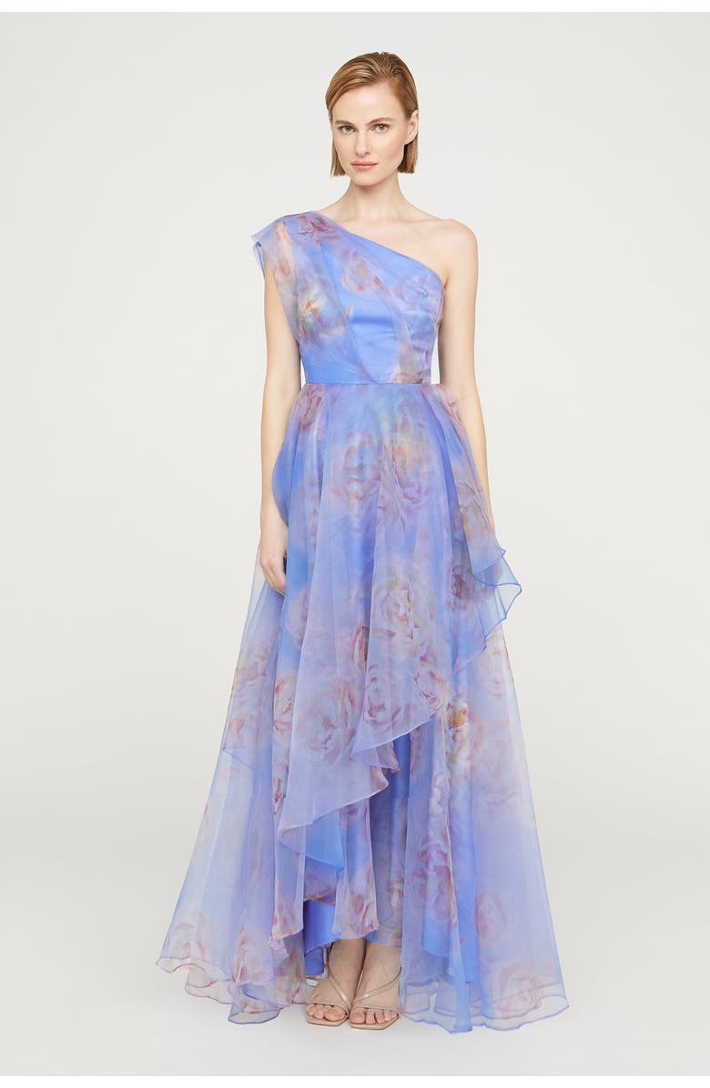 Theia Augusta One Shoulder Gown, Alternate, color, Pearl Roses