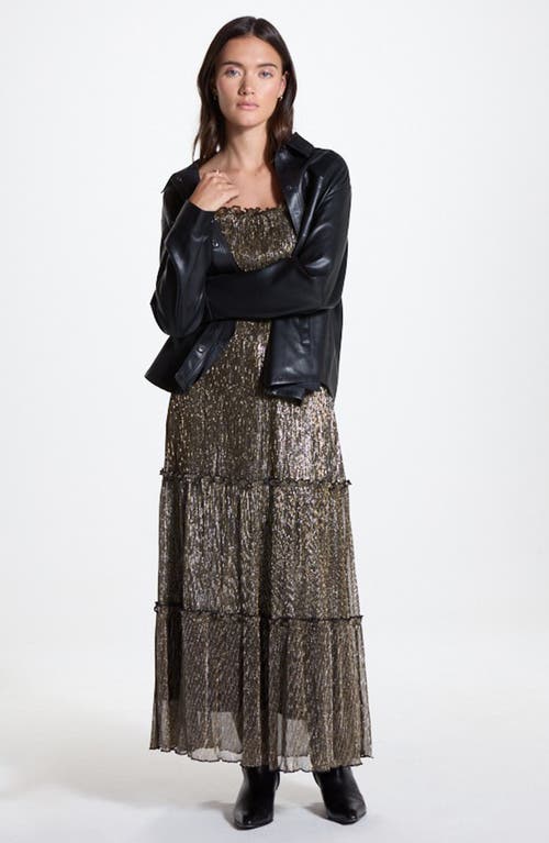 Wishlist Metallic Tiered Maxi Dress In Black