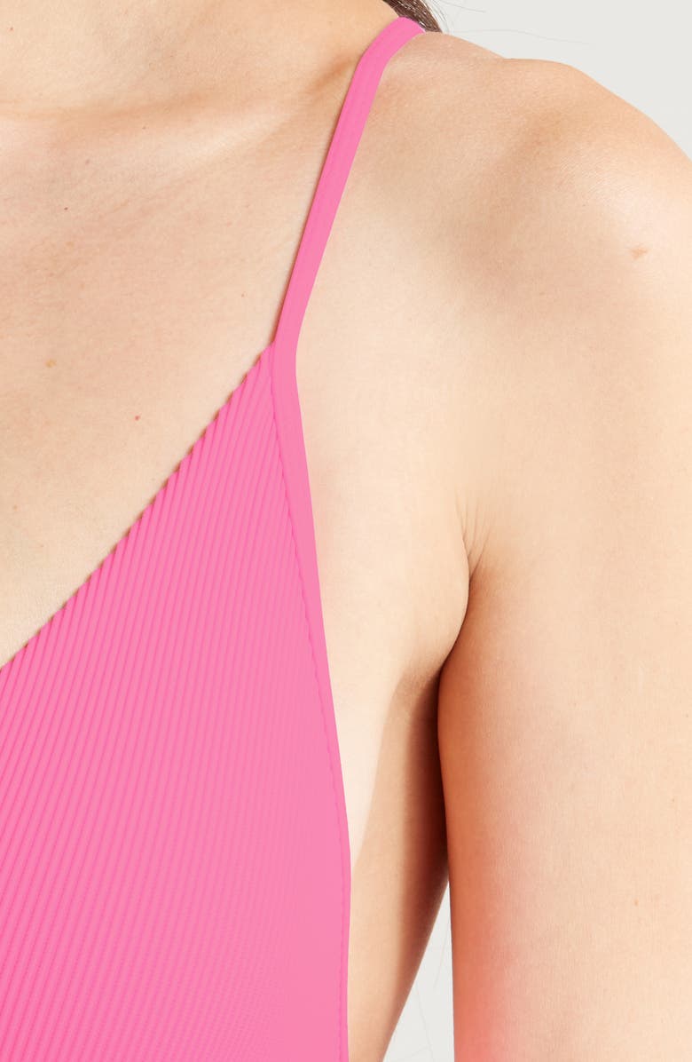 Kulani Kinis Plunge Cross Back One-Piece Swimsuit, Alternate, color, Taffy Pink