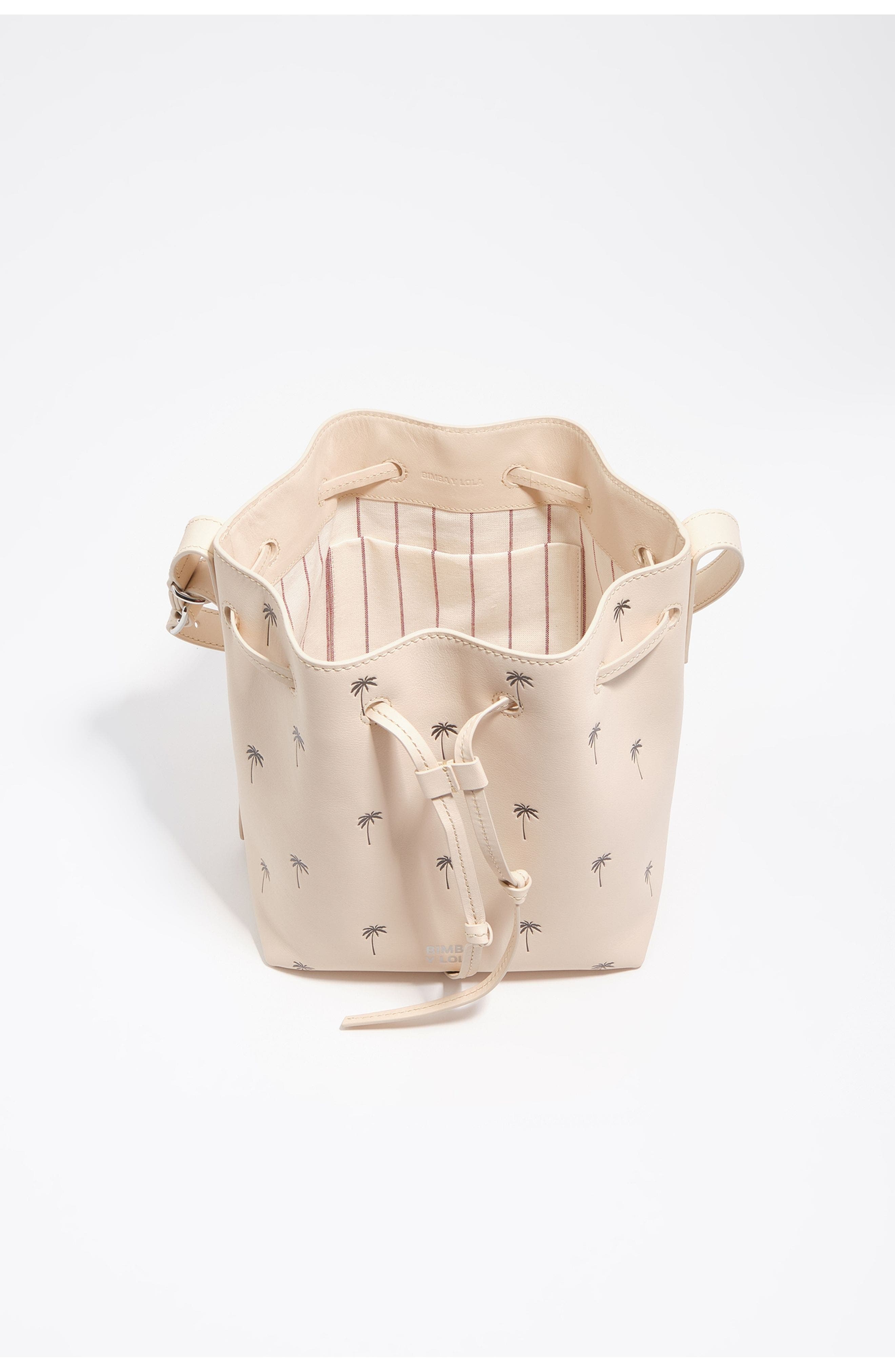 Bimba y Lola Large Palms Print Leather Carlino Bucket bag, Alternate, color, Sand