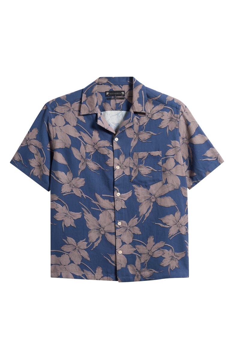 AllSaints Parterre Print Button-Up, Alternate, color, Bay Blue