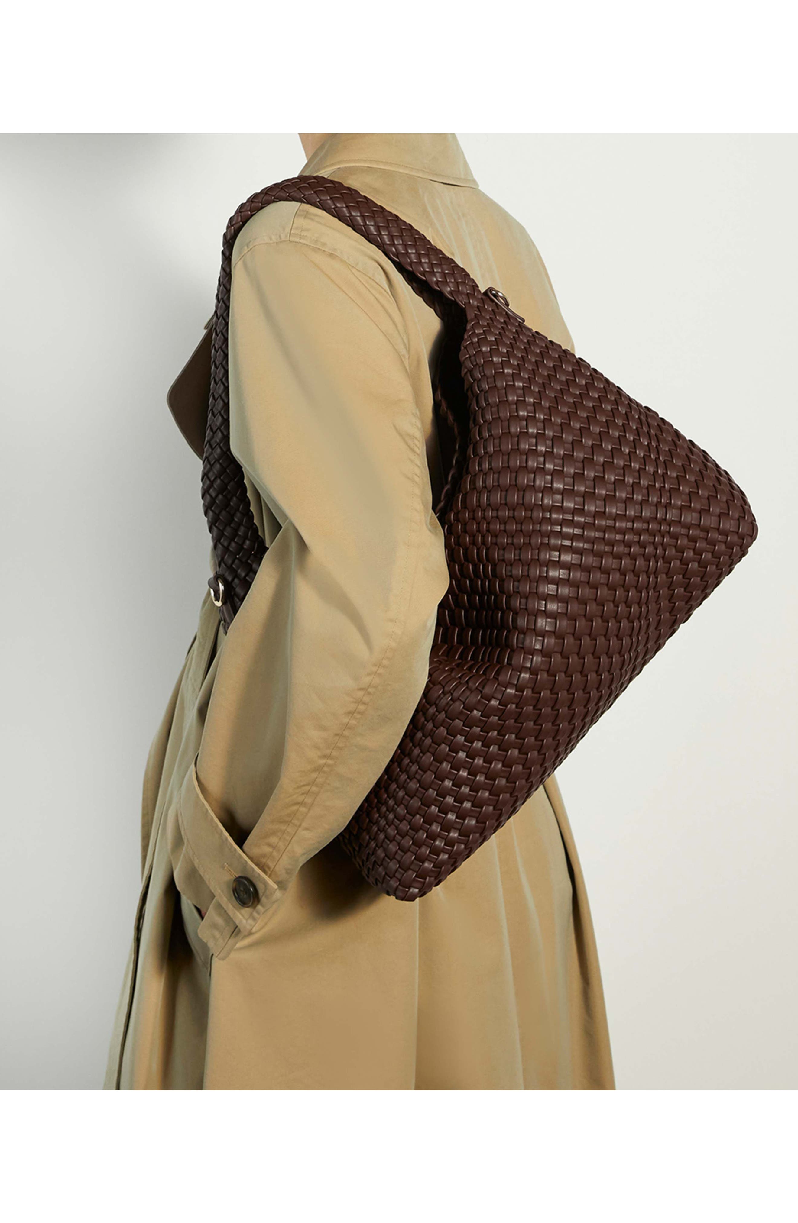 Deliberate L Woven Shoulder Bag, Alternate, color, DARK BROWN