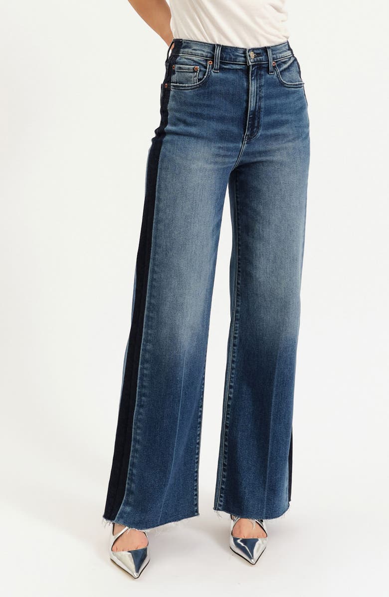DAZE Far Out High Waist Raw Hem Wide Leg Jeans, Main, color, Tuxedo