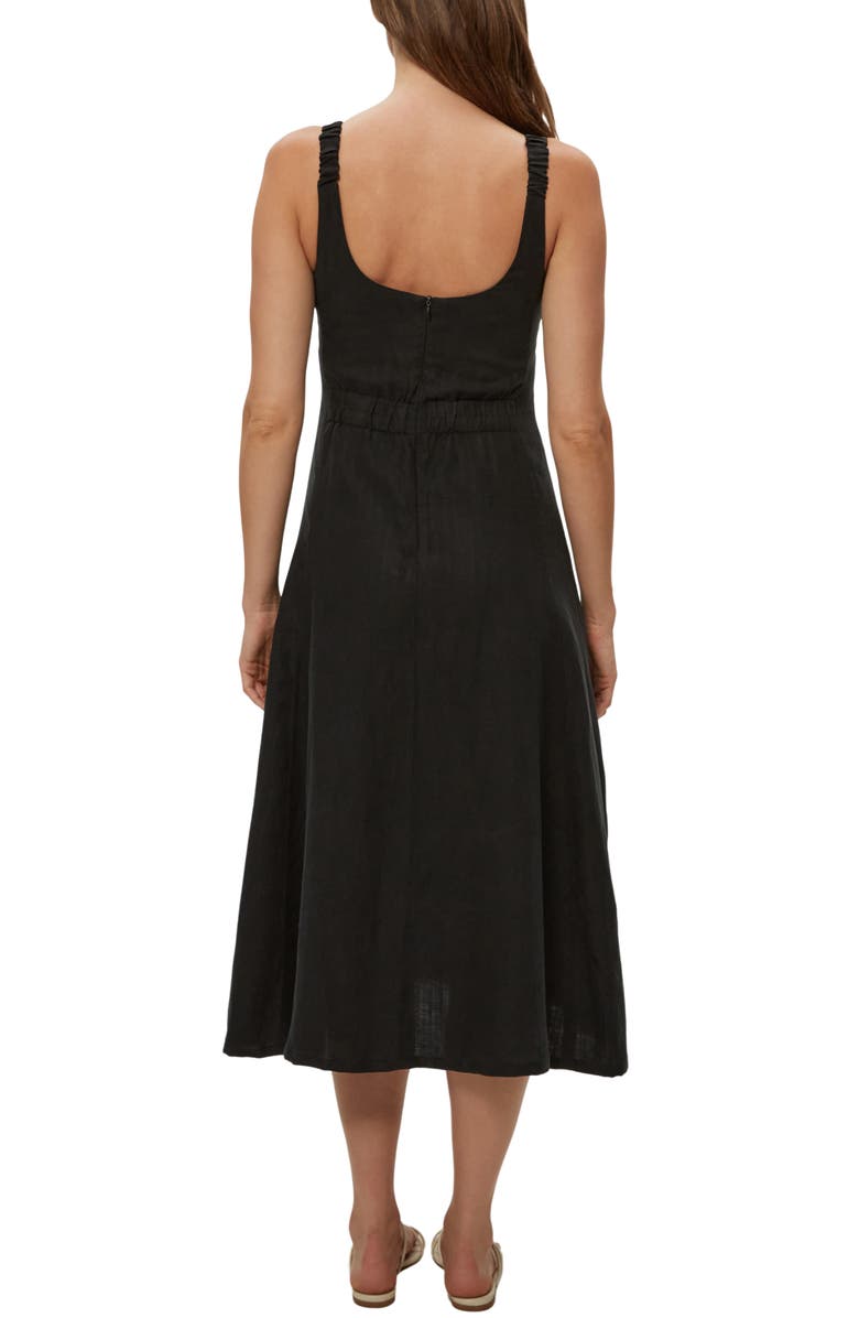 Michael Stars Palmira Fit & Flare Linen Blend Midi Dress, Alternate, color, Black