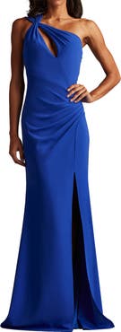 Tadashi Shoji Twist Detail One-Shoulder Crepe Gown