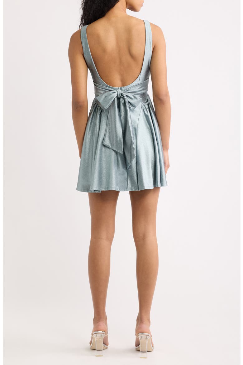 Glitter Sleeveless Satin Fit & Flare Dress, Alternate, color, SLATE