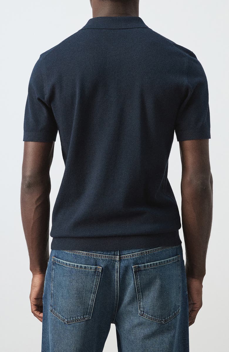 MANGO Fine Knit Polo, Alternate, color, Navy