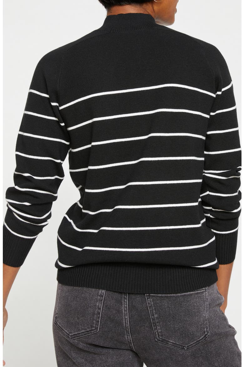 Marinière Stripe Mock Neck Sweater, Alternate, color, BLACK/ WHITE