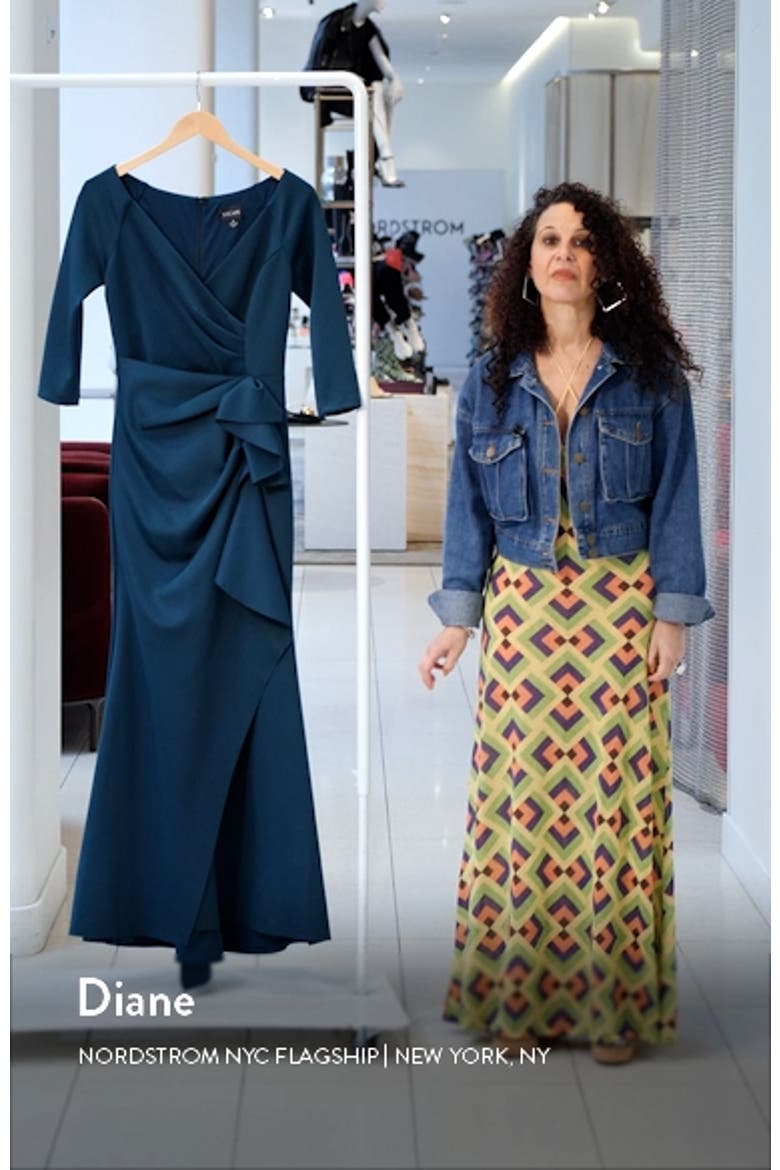 Ruched Scuba Knit Ruffle Gown video
