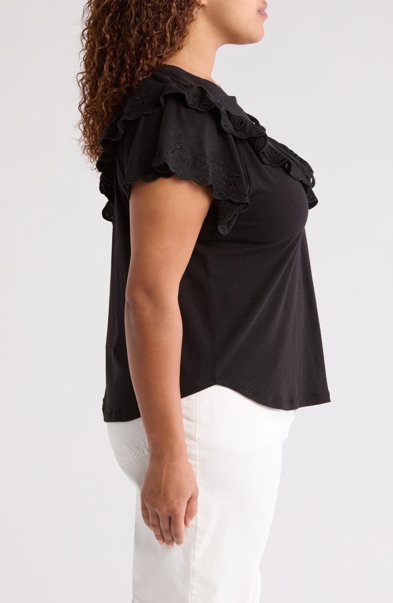 Wit & Wisdom Eyelet Ruffle T-Shirt, Alternate, color,