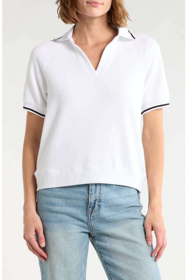 Contrast Stripe Polo, Main, color, WHITE/ BLACK
