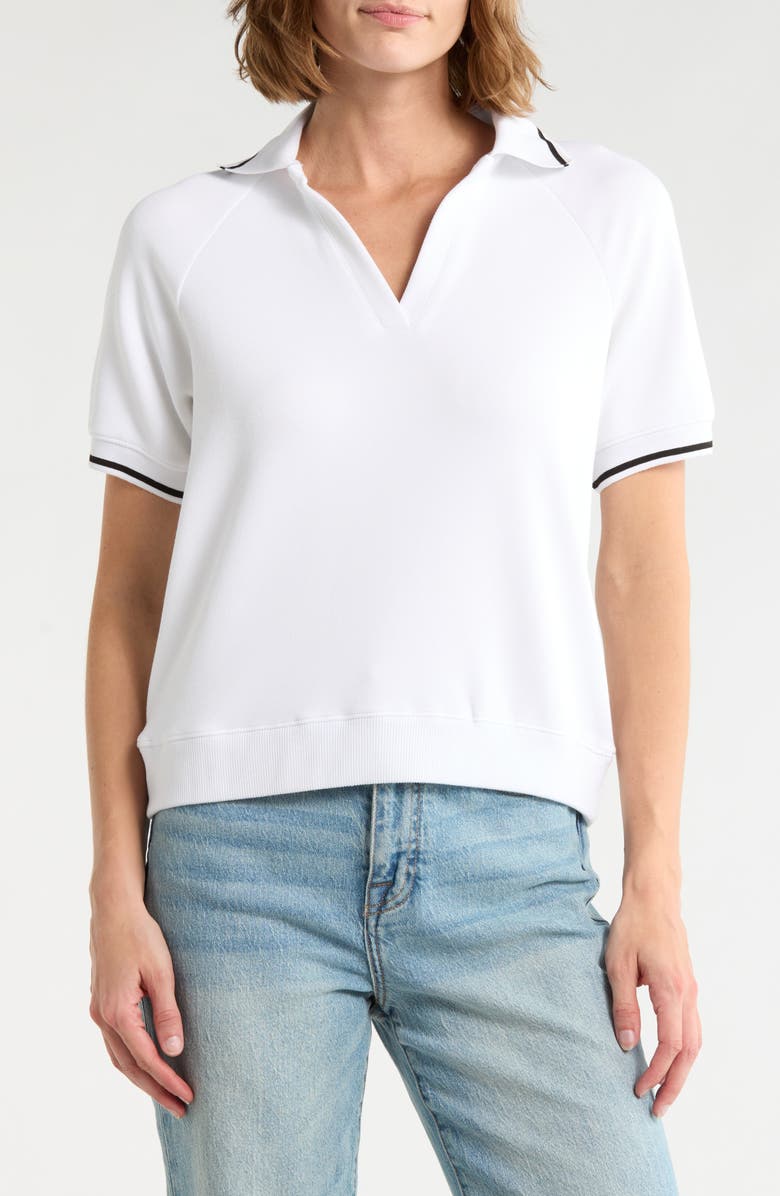 Joie Contrast Stripe Polo, Main, color, White/ Black