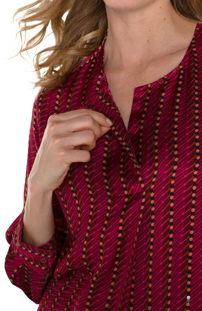 Liverpool Ruby Dotted Stripe Popover Top, Alternate, color, Ruby Dotted Stripe