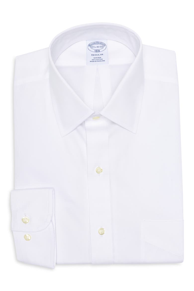 Non-Iron Long Sleeve Regular Fit Dress Shirt, Main, color, SOLID WHITE