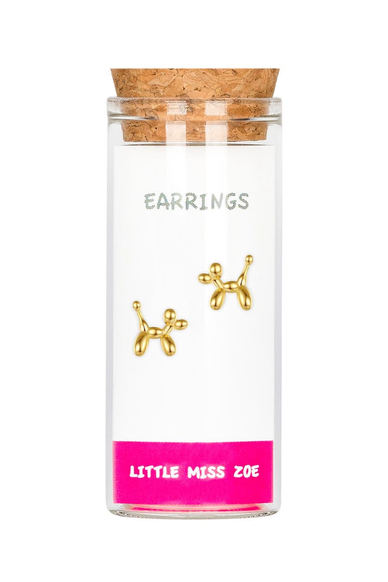 Kids' Sterling Silver Balloon Dog Stud Earrings in Gift Bottle, Main, color, Gold