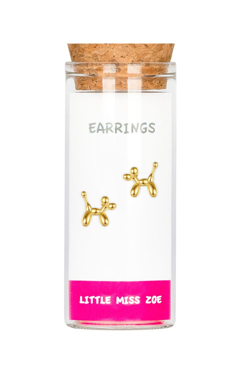 Little Miss Zoe Balloon Dog Stud Earrings, Main, color, Gold