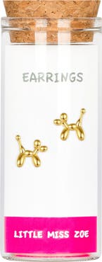 Little Miss Zoe Kids' Sterling Silver Balloon Dog Stud Earrings in Gift Bottle