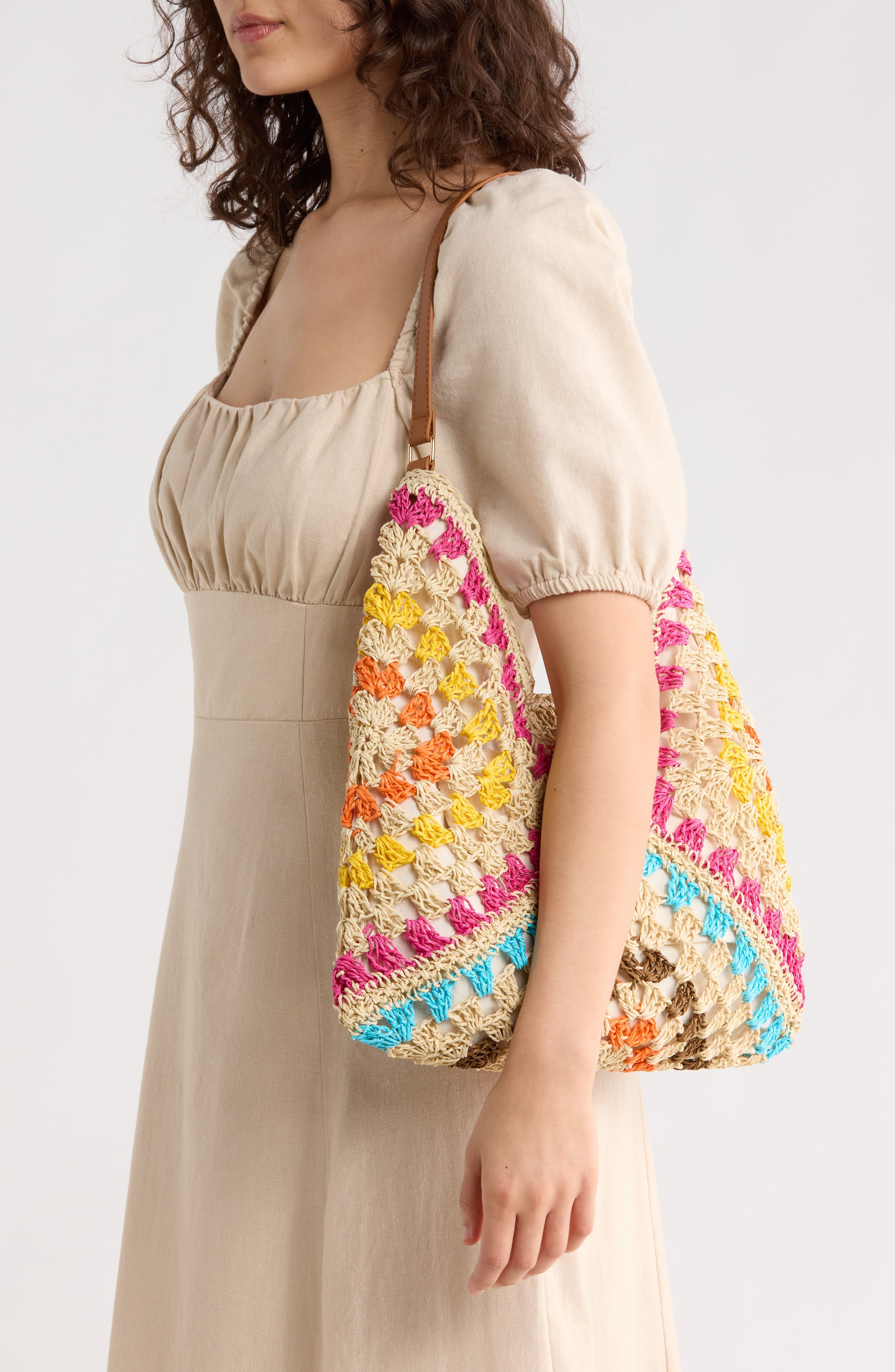 Bloom Straw Shoulder Bag, Alternate, color, NATURAL MULTI